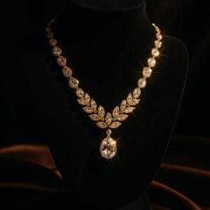 VELNYRA royal crystal leaf neclace
